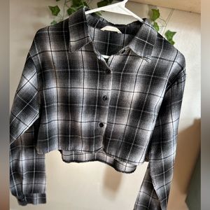 cute black and grey cropped flannel